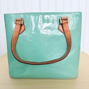 Louis Vuitton Mint Green Patent Vernis Tote with Brown Handles